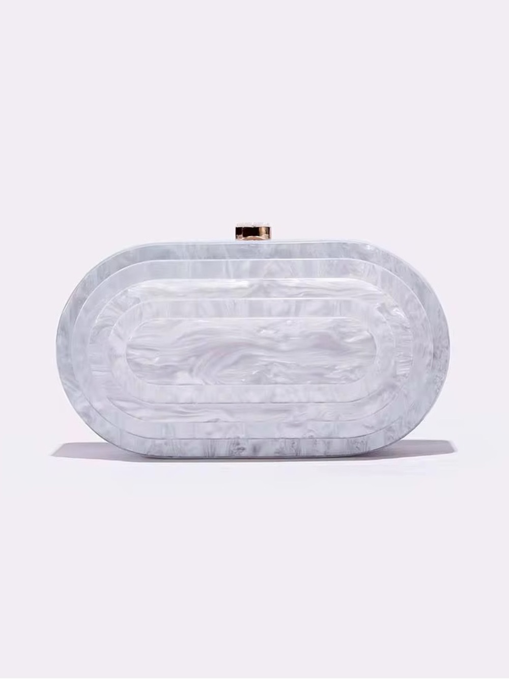 White Marble Oval Acrylic Clutch